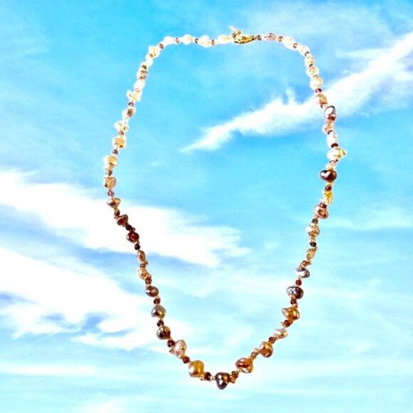 Fresh Water Pearl Necklace Nuggests & Beads With 14K Gold Clasp 17" - Picture 9 of 14